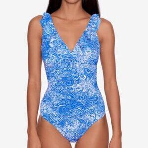 Lauren Ralph Lauren Ruffle Surplice One Piece Swimsuit